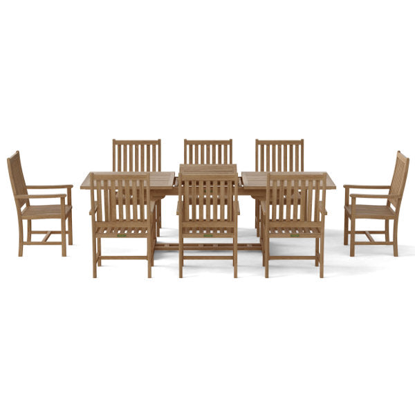 Anderson Teak Bahama Wilshire Armchair 9-Pieces Extension Dining Set