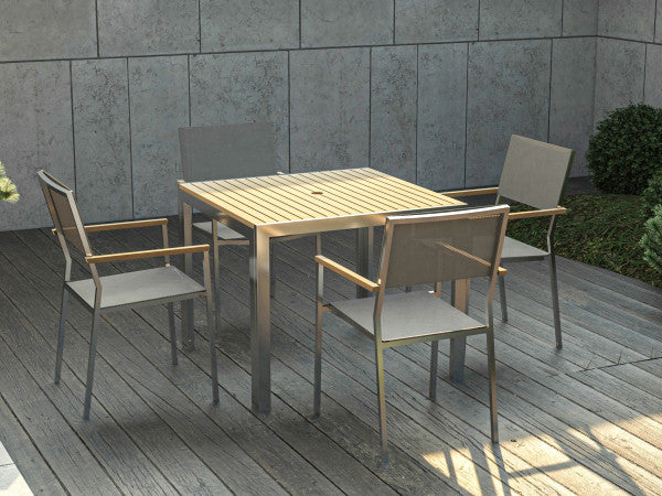 Tortuga Outdoor Indonesian Teak and Stainless Steel 5pc Dining Set