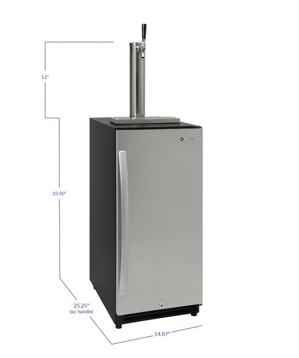 Kegco 15" Wide Single Tap Stainless Steel Built-In Right Hinge Kegerator