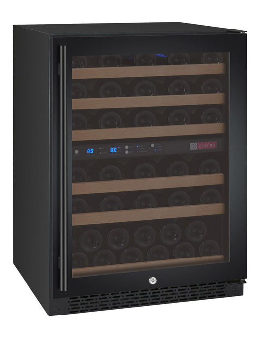 Allavino 24" Wide FlexCount II Tru-Vino 56 Bottle Dual Zone Black Right Hinge Wine Refrigerator