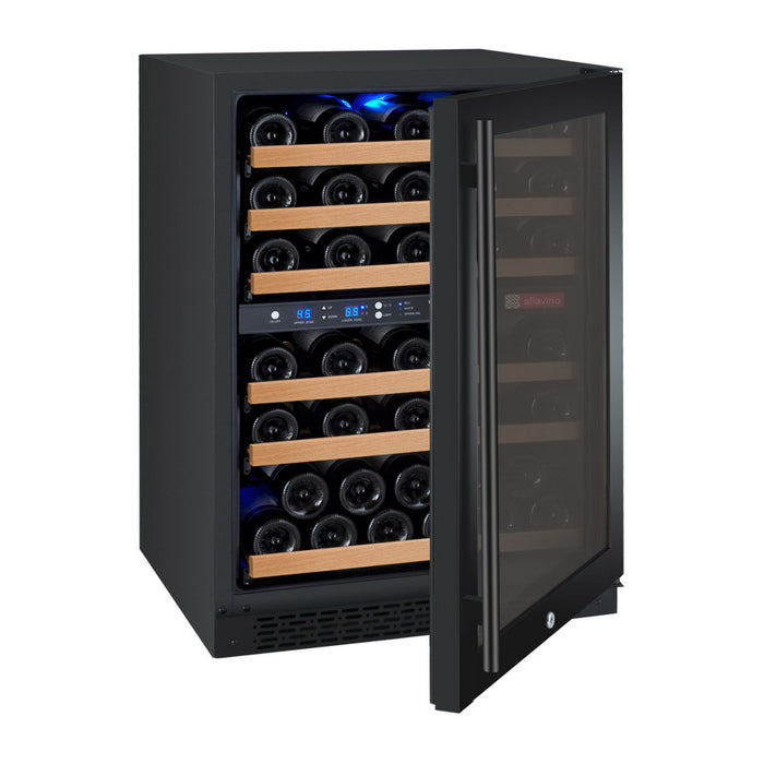 Allavino 24" Wide FlexCount II Tru-Vino 56 Bottle Dual Zone Black Right Hinge Wine Refrigerator