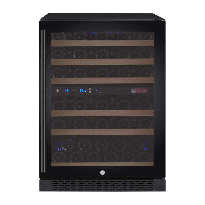 Allavino 24" Wide FlexCount II Tru-Vino 56 Bottle Dual Zone Black Right Hinge Wine Refrigerator