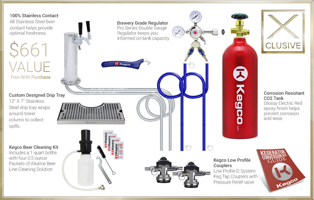 Kegco 24" Wide Dual Tap Stainless Steel Built-In Left Hinge ADA Kegerator with Kit