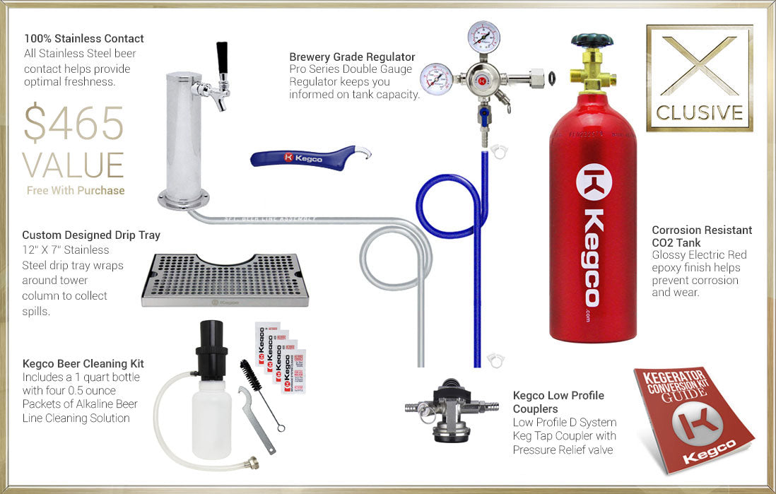 Kegco 24" Wide Single Tap Stainless Steel Built-In Right Hinge ADA Kegerator with Kit