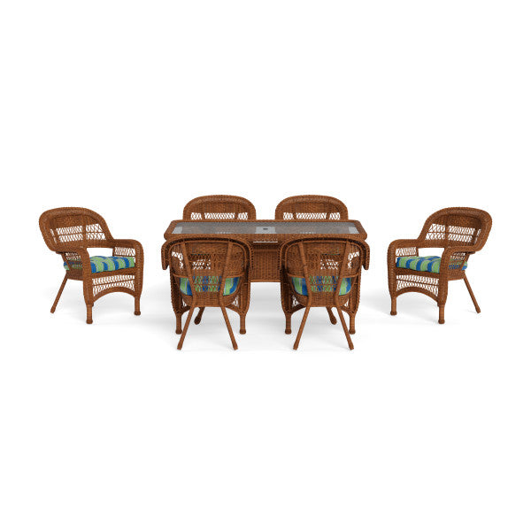 Tortuga Outdoor Portside 7Pc Dining Set  (6 chairs, 66" dining table) - Amber - Haliwell Caribbean
