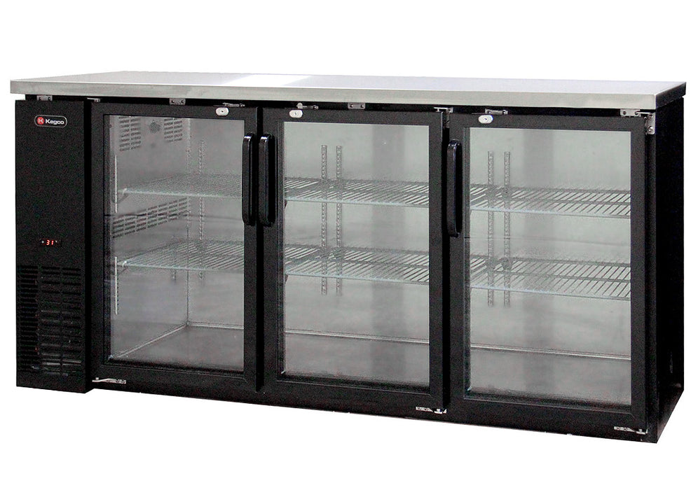 Kegco Commercial Back Bar Cooler with Three Glass Doors