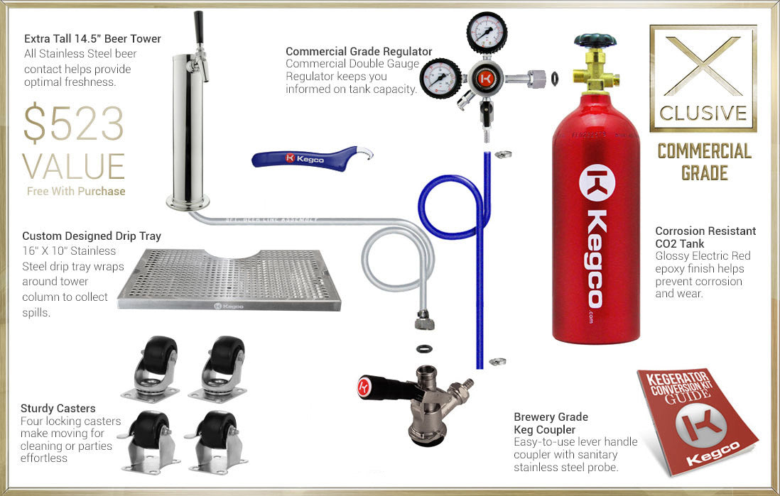 Kegco 24" Wide Single Tap Stainless Steel Commercial Built-In Right Hinge Digital Kegerator with Kit