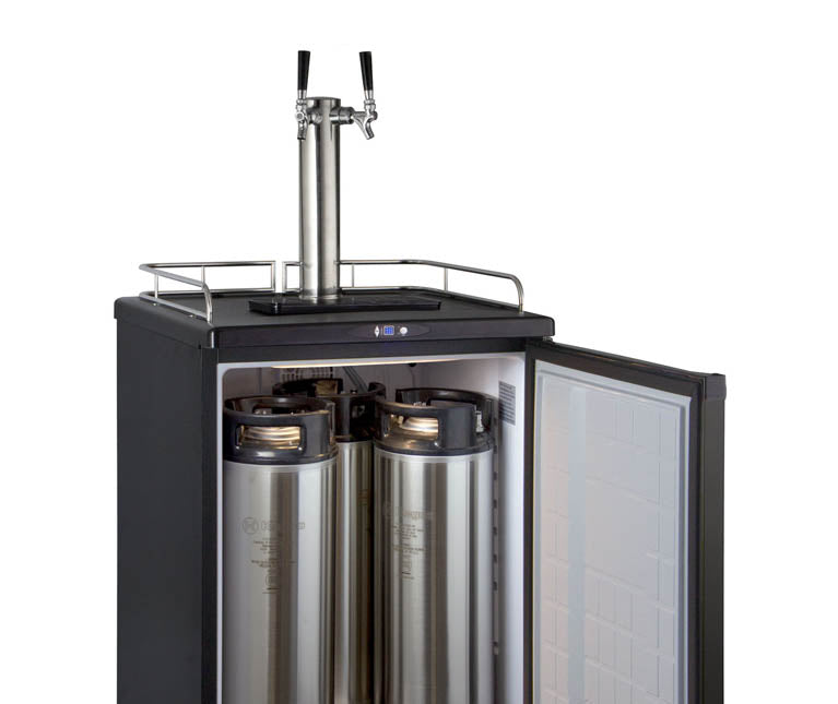 Kegco 24" Wide Homebrew Dual Tap Black Commercial/Residential Kegerator