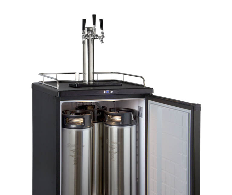 Kegco 24" Wide Homebrew Triple Tap Black Commercial/Residential Kegerator