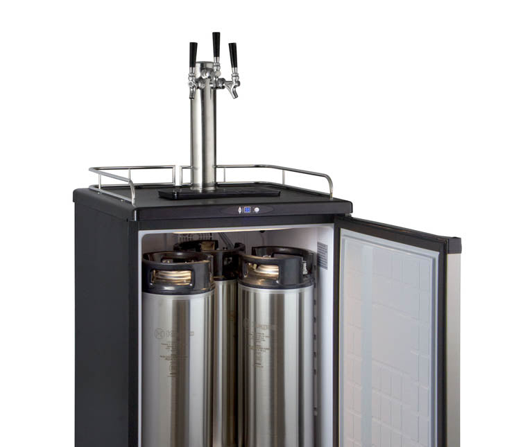 Kegco 24" Wide Homebrew Triple Tap Stainless Steel Commercial/Residential Kegerator