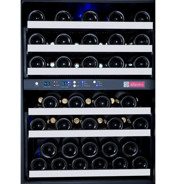 Allavino 24" Wide FlexCount II Tru-Vino 56 Bottle Dual Zone Stainless Steel Right Hinge Wine Refrigerator