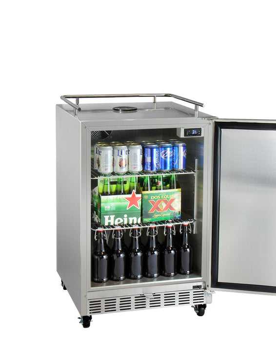 Kegco Full Size Digital Commercial Outdoor Left Hinge Kegerator With X-clusive Premium Direct Draw Kit