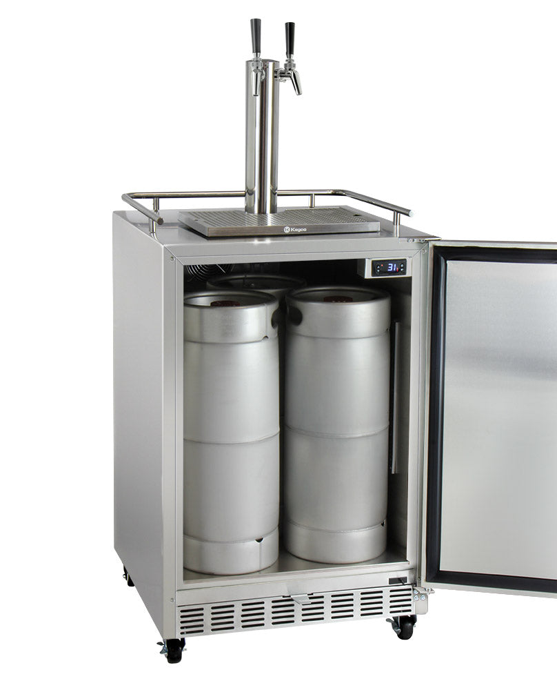 Kegco Dual Faucet Digital Commercial Outdoor Kegerator - Stainless Steel