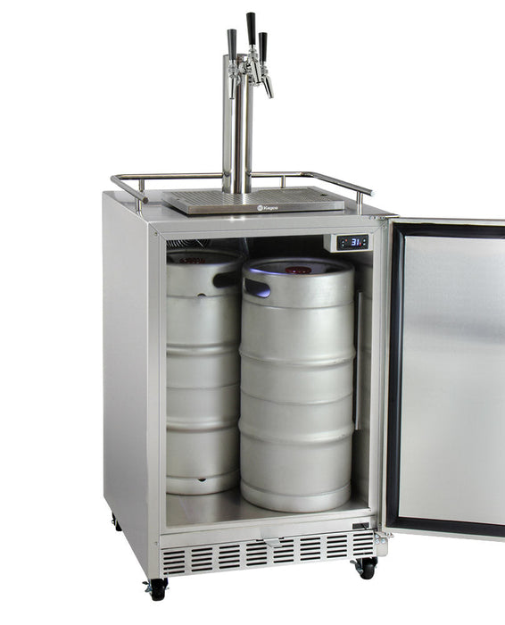 Kegco 24" Wide Triple Tap All Stainless Steel Commercial Right Hinge Kegerator With Kit