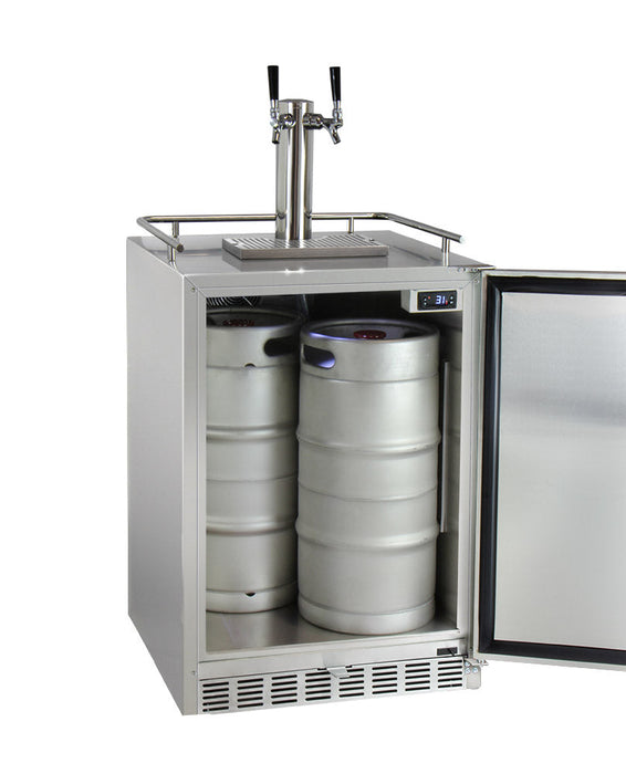 Kegco Full Size Digital Commercial Outdoor Left Hinge Kegerator With X-clusive Premium Direct Draw Kit