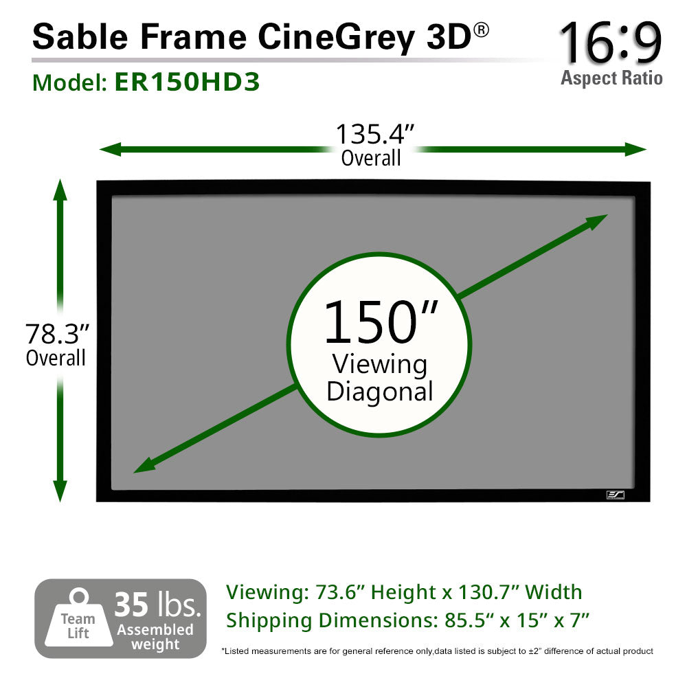 Elite Screens Sable Frame CineGrey 3D®