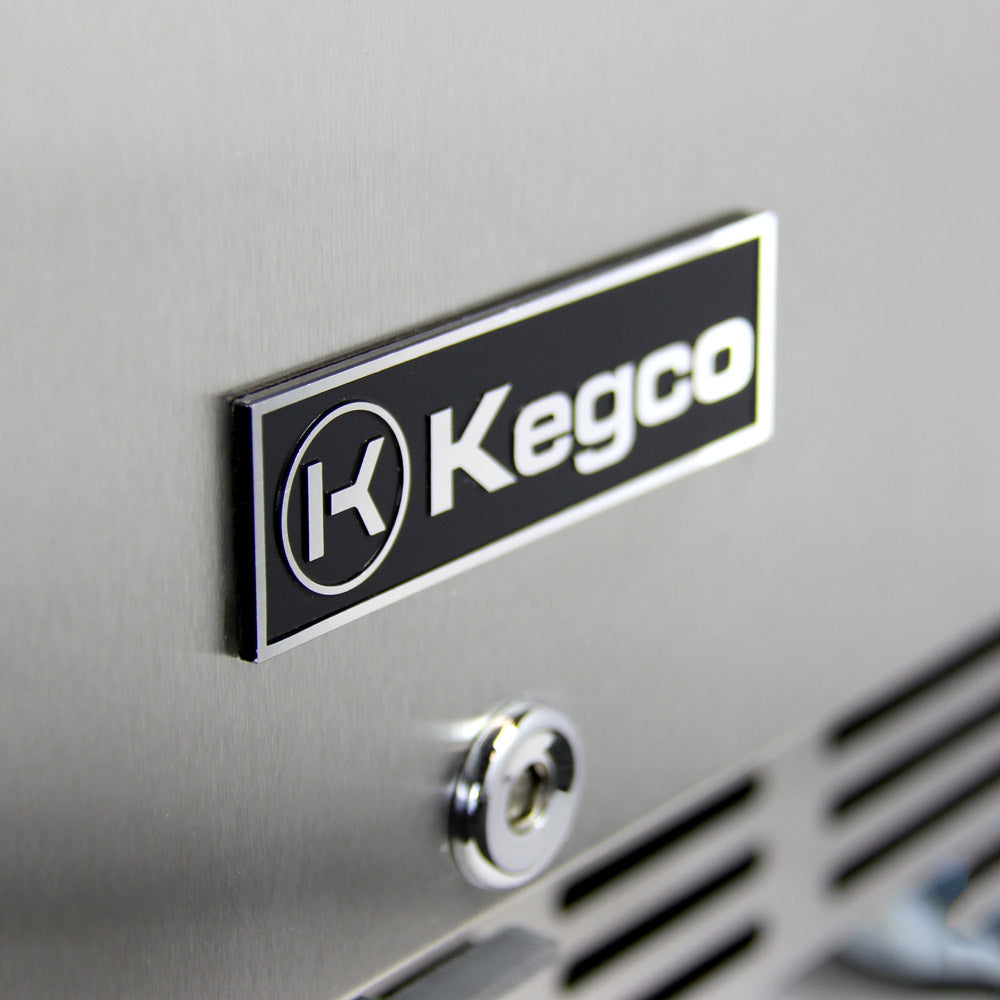 Kegco Dual Faucet Digital Commercial Outdoor Left Hinge Kegerator - Stainless Steel
